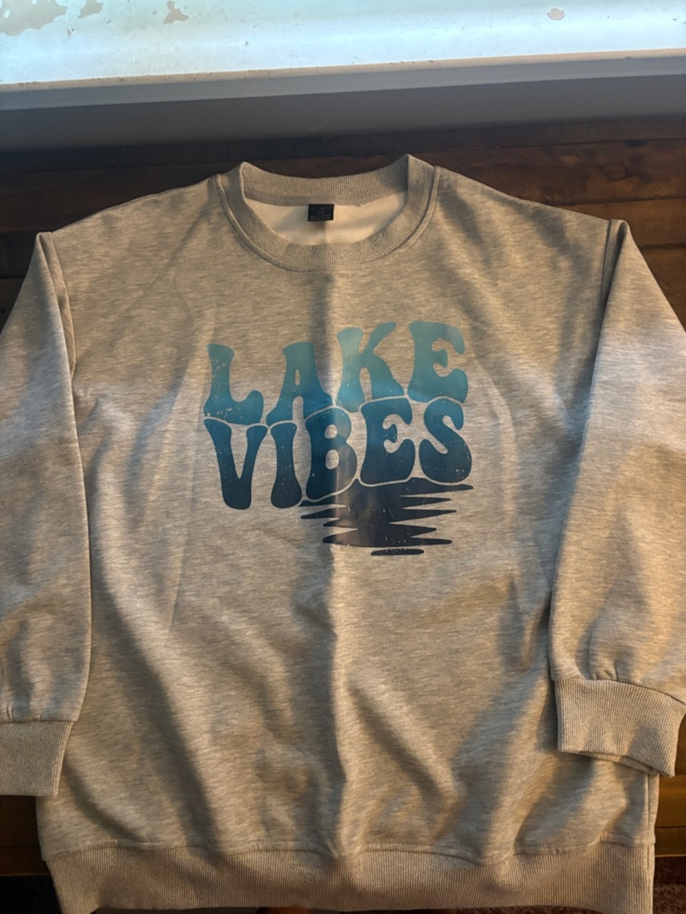 Lake Vibes Graphic Crewneck Sweatshirt - Gray/Blue